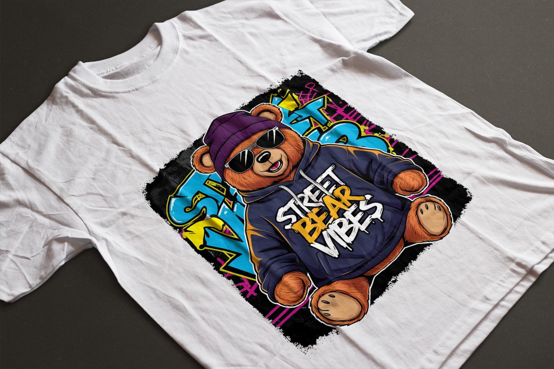 Street Bear Vibes, Urban Teddy Bear Streetwear PNG Design
