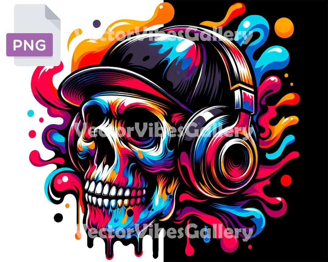 限定セールをすべて Colorful Headphone Skull Png, Urban Sublimation Design アート・デザイン・音楽