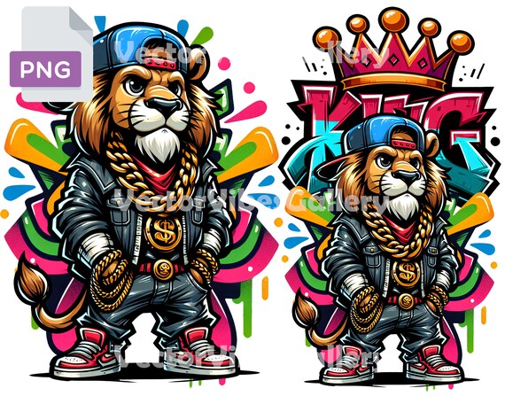 Graffiti Lion PNG, Urban King Clipart, Hip Hop Poster (digital