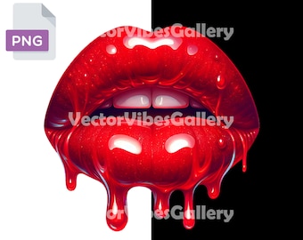 Dripping Red Lips PNG Clipart, Streetwear Design (Transparent Background)