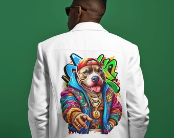 Colorful Graffiti Pitbull PNG, Urban Dog Clipart (transparent
