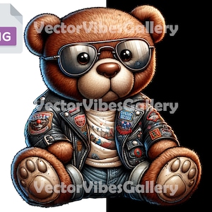 Teddy Bear Biker Racer Png, Urban Sublimation Design, Graffiti DTF Clipart For T-shirt, Transparent Background, 300 DPI, Instant Download