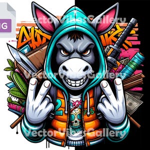 Streetwear Graffiti Affe Png, Urban Sublimationsdesign, Graffiti DTF Tier Clipart, transparenter Hintergrund, digitaler Sofort Download