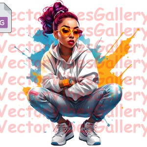 Cute Afro Girl Png, Hiphop Sublimation Clipart, Urban aesthetic Design, Trap Music, Downloadable Digital Cute file, Instant Download