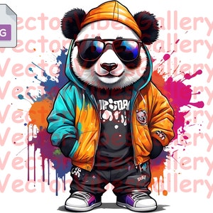 Urban Panda Png, Graffiti Sublimation Design, Hip Hop Vector For hoodie, T-shirt, Streetwear Clipart, DTG Cute file, Instant Download