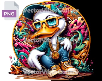 Graffiti Gangster Duck PNG, Urban Sublimation Design (Digital Download)