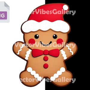 Cute gingerbread man Png, Christmas Sublimation Design, Trendy Xmas Clipart, DTF File For shirt, Festive Cookie Graphics, Instant Download