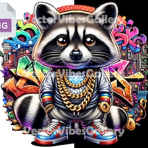 Streetwear graffiti wasbeer png, stedelijk sublimatieontwerp, dierenvriend DTF-bestand voor shirt, hoodie, hiphopposter, digitale Instant Download