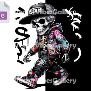 Esqueleto urbano PNG, imágenes prediseñadas de graffiti urbano (300 DPI)