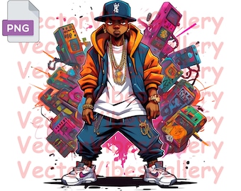 Chico de rap gangsta PNG, grafiti urbano (descarga digital)