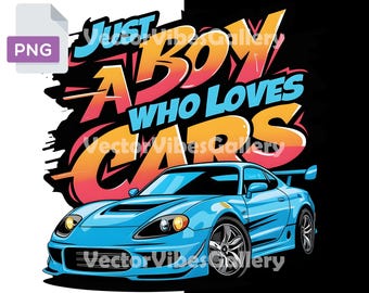 Boy Who Loves Cars PNG, Racing Car Clipart (Digital Download)