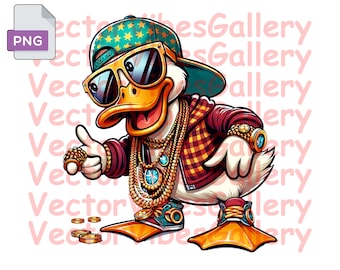 Gangster Duck PNG, Funny Urban Clipart (Instant Download)