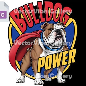 Bulldog Power PNG Design, Strong Bulldog Clipart for Kids, Digital Download for Boys Apparel, Fun Cartoon Dog Graphic, Urban Vector