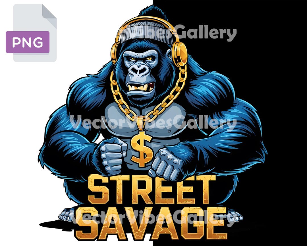 ストリートサベージゴリラPNG、アーバングラフィックストリートウェア