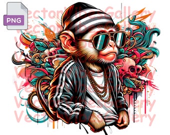 Gangster Monkey PNG, Urban Graffiti Clipart, Streetwear Vector (Digital Download)