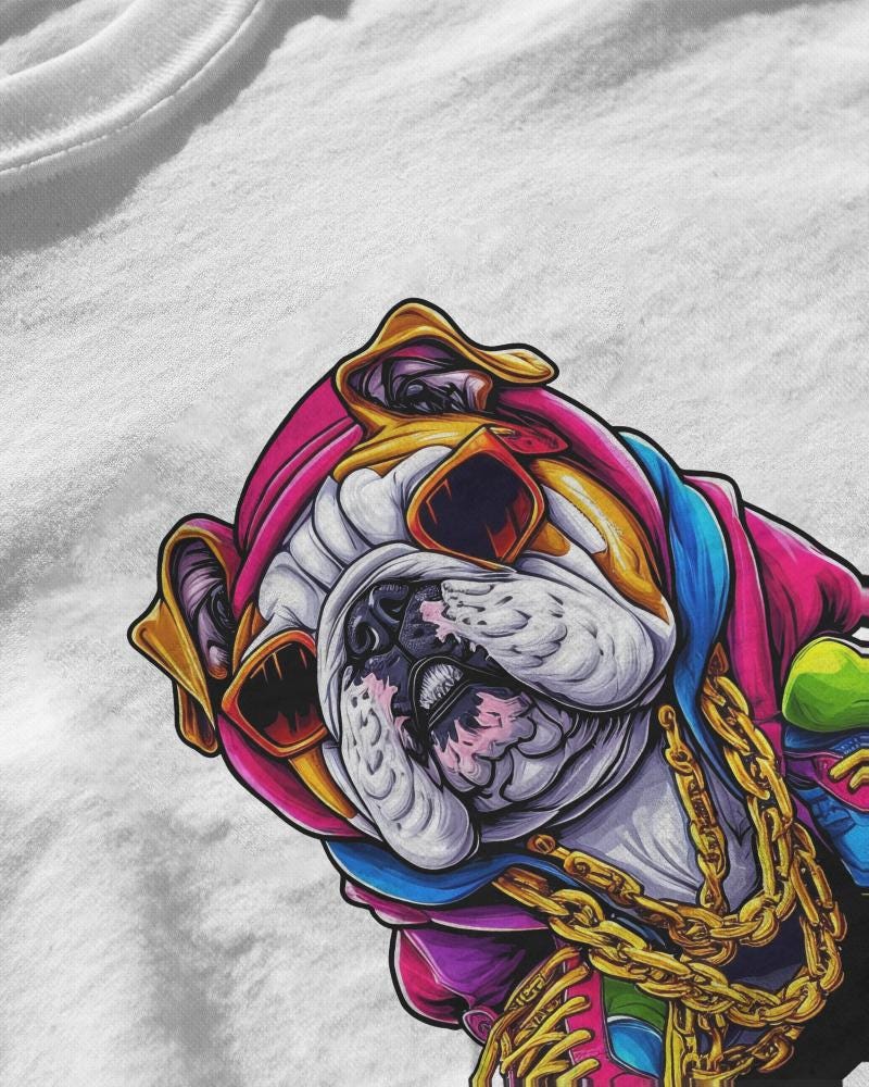 カラフルなブルドッグ PNG、アーバンストリートウェアデザイン