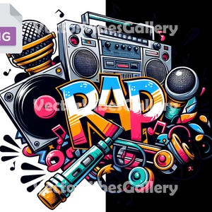 Graffiti 90s Rap Music Png, Urban Graphics Sublimation Design, Hip Hop T-shirt DTF File, Trendy Vector Clipart, Digital Instant Download