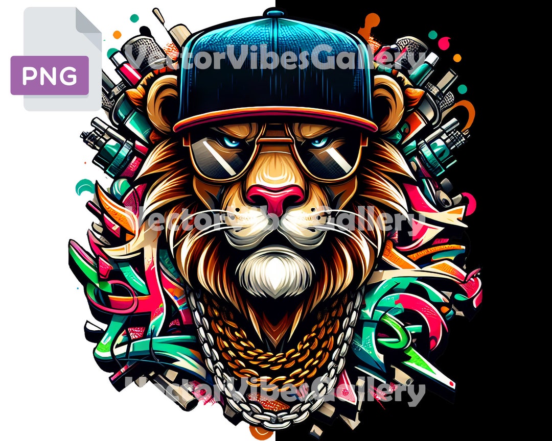 Hip Hop Lion PNG, Urban Graffiti Clipart, Transparent Background - Etsy