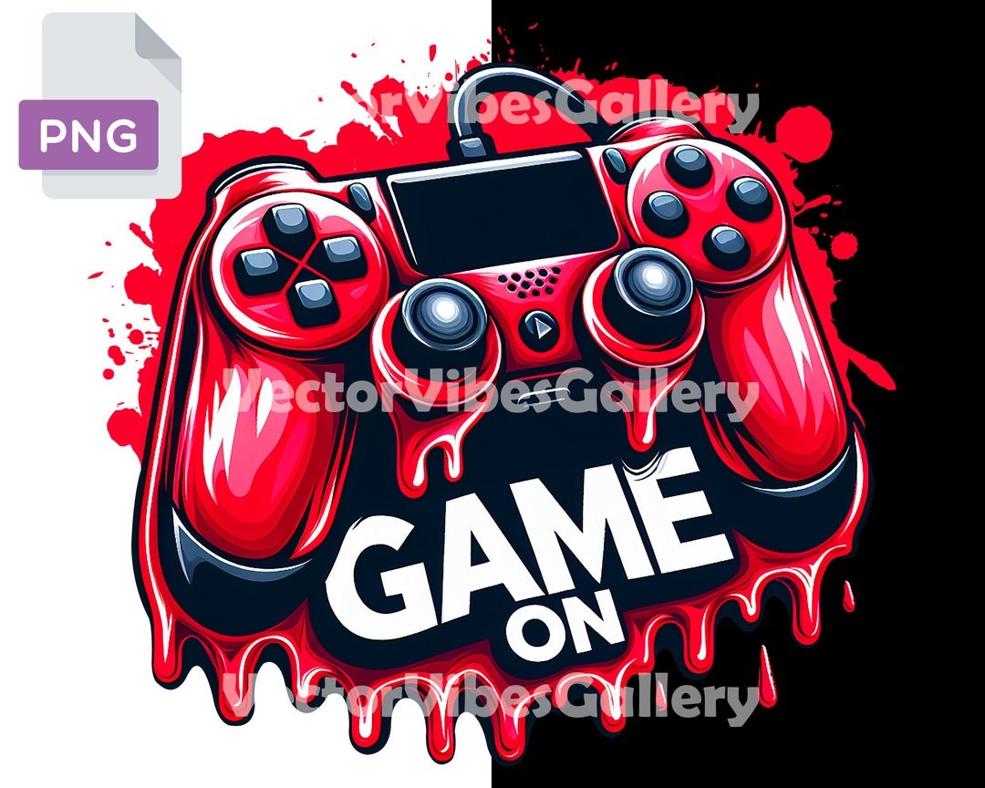 Game on Png, Dripping Gaming Controller Poster, Gamer Sublimation ...