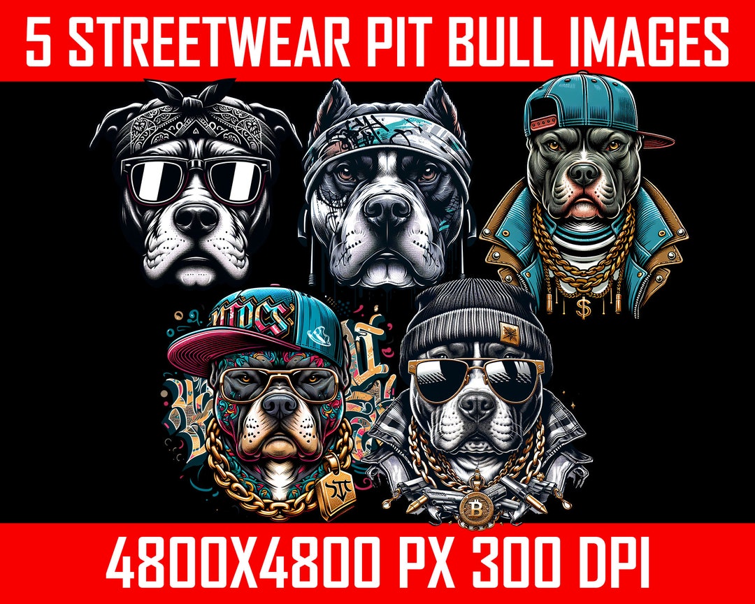 X5 Streetwear Gangster Pit Bull Png, Urban Sublimation
