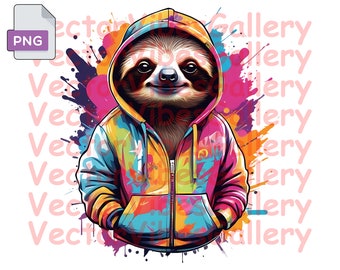 Streetwear Sloth PNG, Graffiti Sublimation, Urban Clipart (Digital Image)