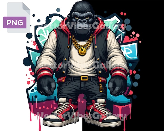 XLARGE スタジャン　ゴリライラスト ストリートウェアゴリラPNG、ヒップホップ猿クリップアート、アーバン