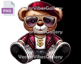 Oso de peluche estilo hip hop PNG, clipart de oso de ropa urbana