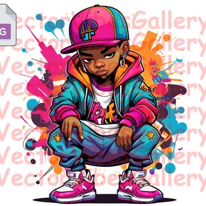 Urban Streetwear Boy  png, Afro American kid sublimation t-shirt design, Cool Urban vector design, hip hop clipart, Digital instant Download