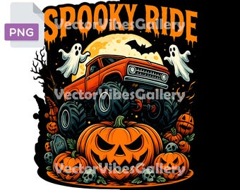 Spooky Halloween Truck PNG | Monster Truck Clipart (Digital Download)