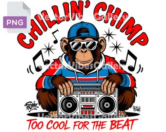 Chimp PNG, Hip Hop Monkey Graphic (Digital Download)