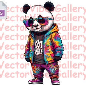 Streetwear Panda Png, Urban Digital Clipart,  Hip Hop Sublimation Design, DTG Cute file, Vector For hoodie, T-shirt,Instant Download