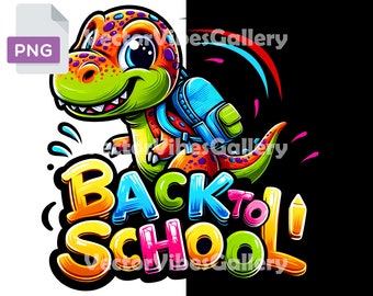 T-Rex-dinosaurus terug naar school png, kinder clipart (directe download)