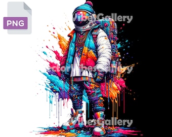 Colorful Streetwear Astronaut PNG, Urban Sublimation Design (Digital)