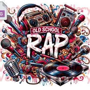 Rap Old School Png, 90s rap Sublimation Design, aesthetic Hip Hop Designs for shirt, Urban Clipart, Instant Download