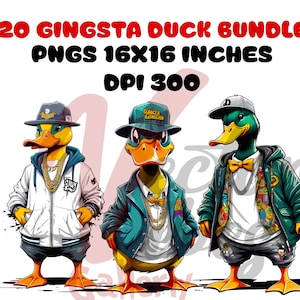 X20 Gangsta Duck png Bundle, Urban Style Sublimation design, graffiti Style, T-Shirt conception numérique, Cartoon Duck Vector, Téléchargement instantané