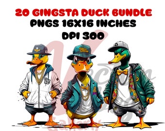 Gangsta Duck PNG Bundle, Urban Graffiti Style (Instant Download)
