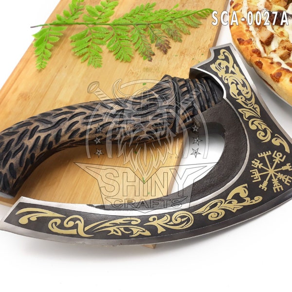 Viking axe, viking gifts, viking knife, pizza axe stainless, viking pizza cutter, hand forged axe, handmade viking axe, hatchet, pizza steel