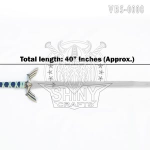 May include: A silver-colored sword with a decorative hilt and a blade. The hilt is wrapped in blue and white material. The total length is approximately 40 inches. The text "SHINY CRAFTS" is visible.