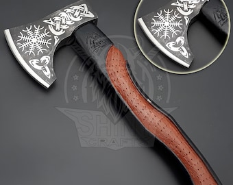 Handmade Ragnar Viking Axe, Greenlander Camping Axe with Rose Wood Shaft
