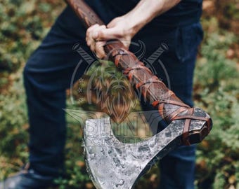 Handmade Norse Viking Axe, Long Bearded Battle Axe, Cosplay Prop Replica