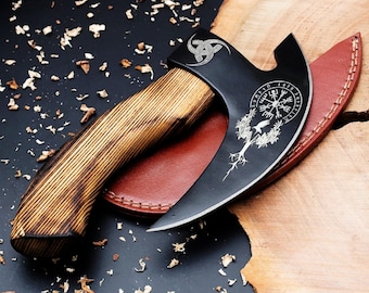 Hand Forged Viking Axe, Rosewood Handle, Pizza Cutter, Hatchet