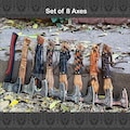 Set of 8 Beautiful Viking Axes Handmade, Viking Axe Set, Vikings gifts for men, Best gift for him, Groomsmen Gift, Berserker Axe with Sheath