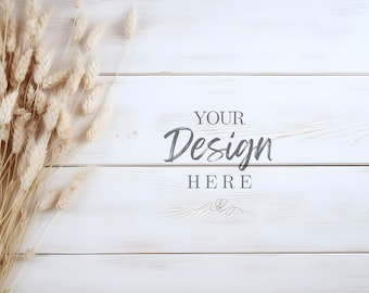 Boho Flat Lay Mockup: Stock Photo, Add Your Product, Neutral Country Flat Lay Background Mock up, JPG File