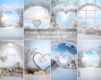 Winter Wonderland 65 Fondos románticos de vacaciones heladas, Superposiciones de fondos de estudio de bodas de invierno, Fondos de fantasía de invierno