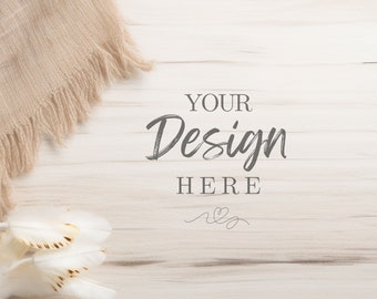 Bohemian Flat Lay Mockup: Stock Photo, Add Your Product, Neutral Boho Flat Lay Background Mockup, JPG File