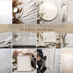 Bohemian Flatlay Mockup Bundle: 20 Blank Backdrops, Flat lay Table Mockup Bundle, Digital Overlays for Custom Product Display, JPEG Files