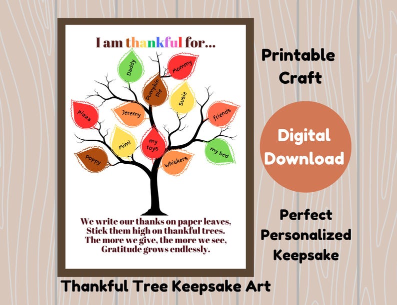 Thankful Tree Classroom Craft, Printable Activity Babies, Toddlers DIY ...