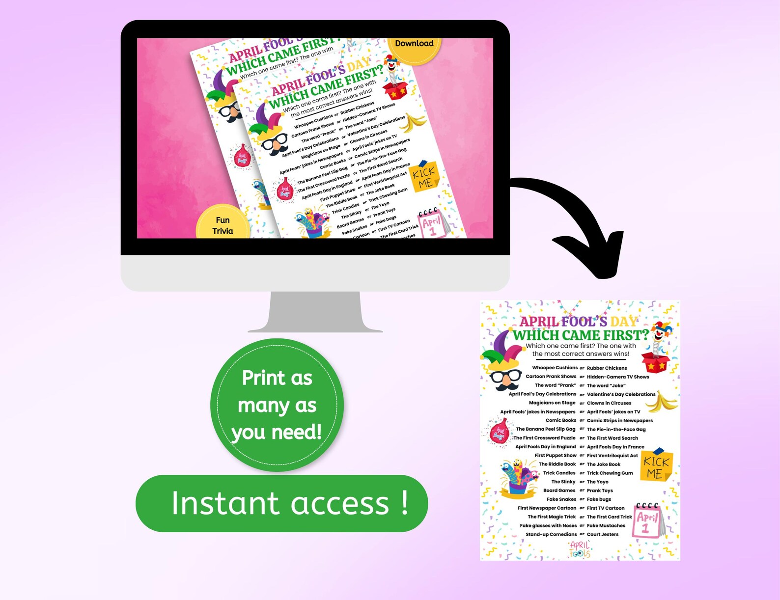 April Fool's Day Which Came First Printable Game, April Birthday Party ...