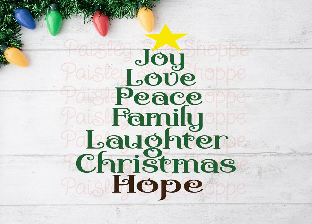 Christmas Tree Words Svg Christmas Decor Svg Christmas Etsy