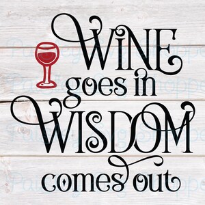ワインを入れると知恵が出てくる SVG、ワイングラス SVG、飲酒 SVG、ワインバッグ SVG、バーグラス SVG、ワインバスケット SVG、グラス SVG/DXF/Eps/Png/JPEG